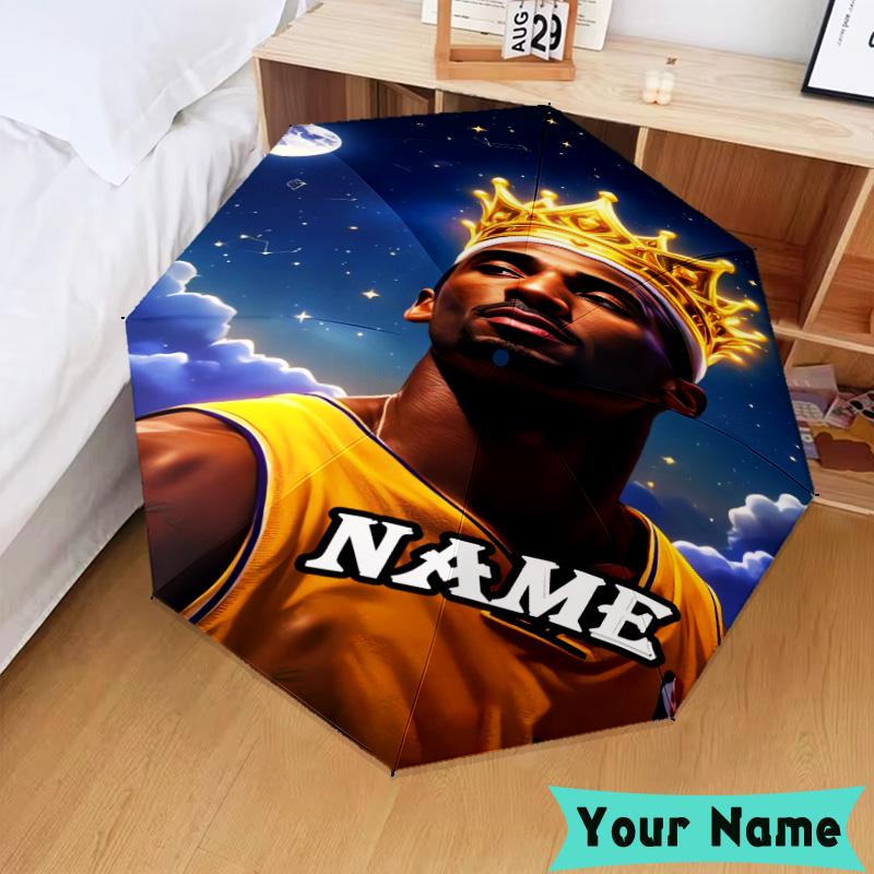 Custom Name Basketball Player Action Umbrella, Foldable Umbrella Suitable for Outdoor Shopping Travel Sports, Exquisite Gift for Family