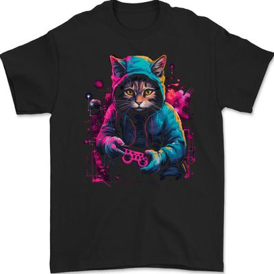 Gato Gamer Legal Jogador Videogames Camiseta Masculina de Algodão Gildan Camiseta Unissex