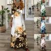 Positionierung Damenbekleidung: Bedrucktes V-Ausschnitt-Knopfkleid mit mittleren bis langen Ärmeln