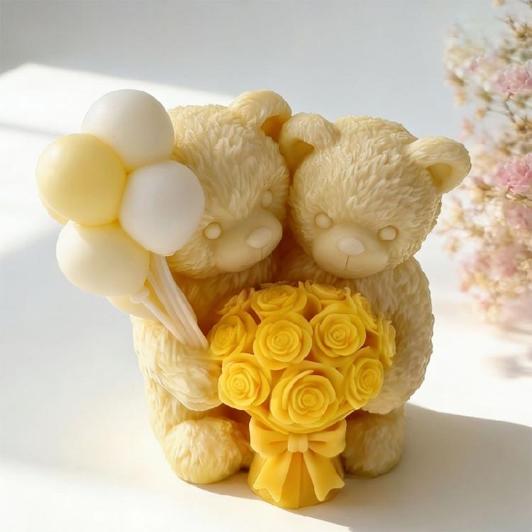 Elastic Silicone Candle Mould Featuring Balloon Bear Figure Removal for Handcraft