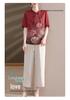 Mom's 2026 Chinese Style Chiffon Suit: Short-Sleeve Printed Top for Middle-Aged and Elderly Women