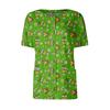 Women's Short Sleeved Patterned Pockets, Work Print Stand Up Collar, Single Breasted Protective Clothing, Cardigan Jacket, Top