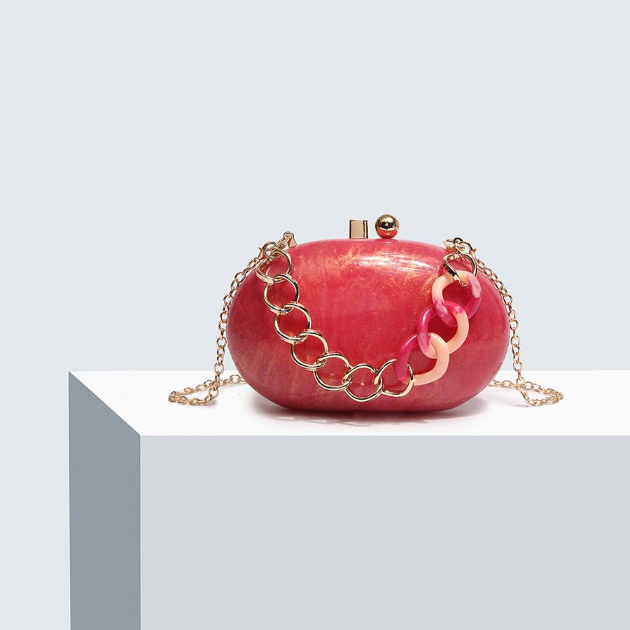Acrylic Clutch Oval Pearl Egg Evening Bags Small Woman Bag Chain Messenger Handbag Small Wedding Party Purses Chain Shoulder Bag