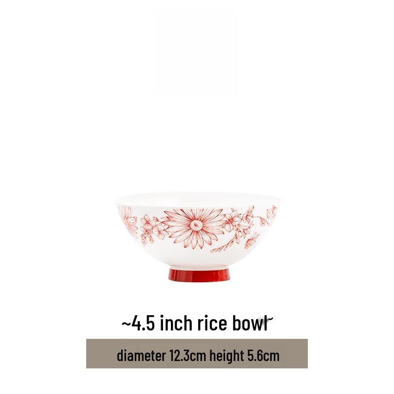 Chinese Wedding Red Floral 12-inch Fish Plate
