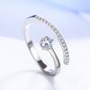Silver Women's Adjustable Ring Universal Crystals Engagement