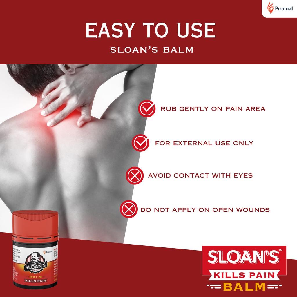Sloan’s Pain Relief Balm 10 G Pack of 3 | Fast Absorbing Heat Action Ointment for Joint, Neck, Back and Muscle Discomfort Relief