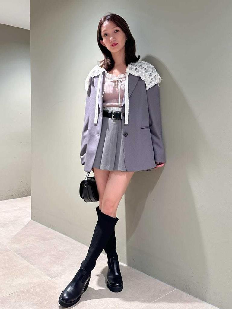 Snidel Layered Design Pleated Skirt SWFP254279GRY1