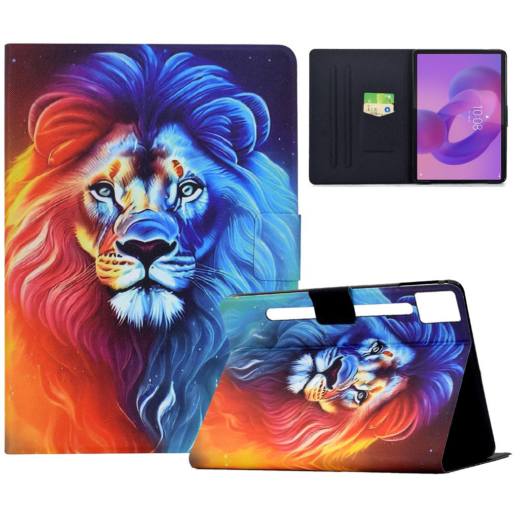 For Lenovo Idea Tab Pro/Tab P12 Pro Gen 2 Case Colorful Pattern Painting Card Slots Stand Leather Tablet Cover with Auto Sleep/Wake