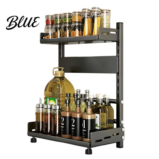 Portaspezie Robusto Rastrelliera da Cucina in Acciaio al Carbonio 2/3 Livelli Organizer da Banco per Condimenti Organizzatore Portabottiglie Multi-Livello per Spezie