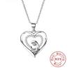 S925 Šperky z mincovního stříbra Rodič-dítě ve tvaru srdce Jednoduchá matka Dámský vykládaný diamantový přívěsek ve tvaru srdce