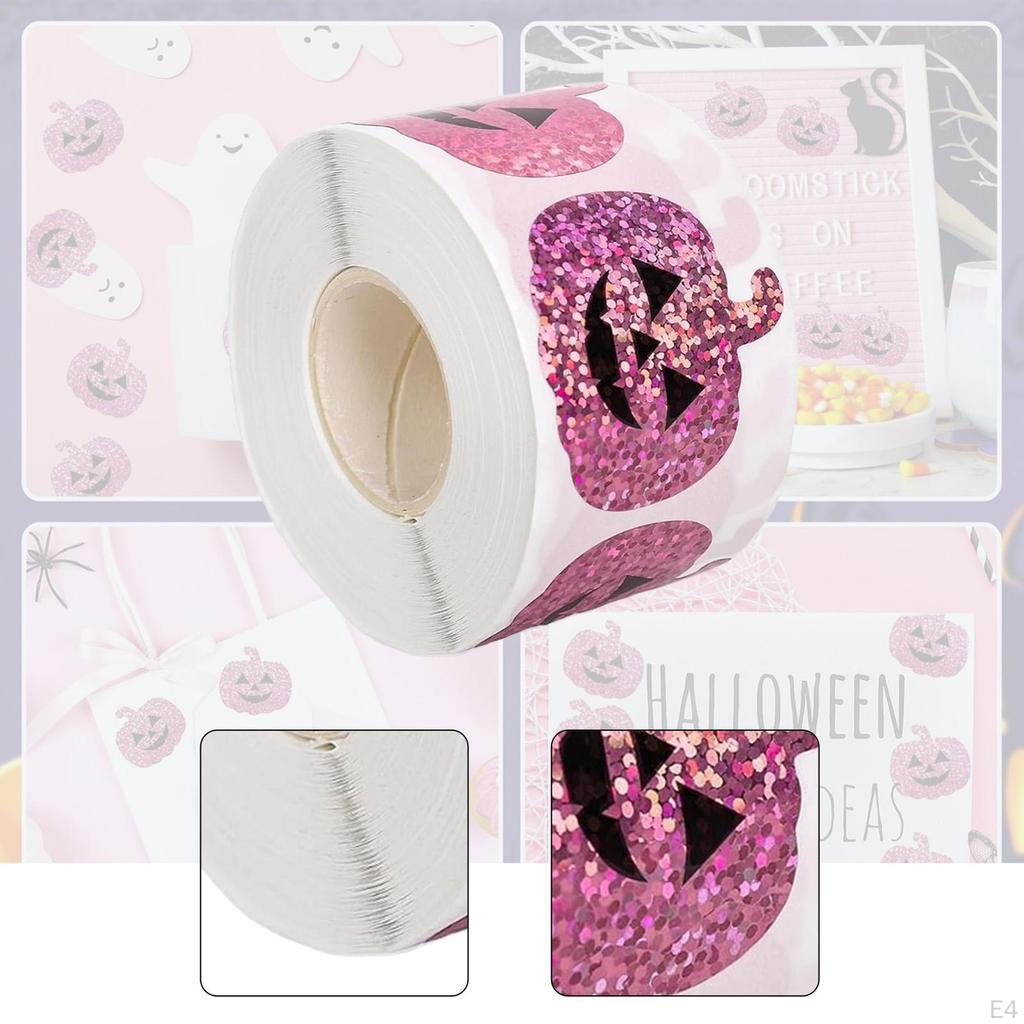500 Pieces Halloween Pumpkin Stickers Decals Roll Sealing for Holiday Party Decorations