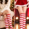 Red and White Striped Knee-High Socks Stretchy for Themed Events, Winter Outfits