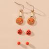 3pcs Set Retro Exaggerated Pumpkin Spider Ghost Skull Stud Earrings for Women Halloween Party Cartoon Cute Witch Jewelry Sets
