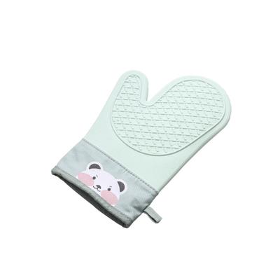 Guantes de Silicona y Algodón Sarga Doble Capa Horno Microondas Guantes de Horno Cocina Hornear Aislamiento Térmico Manoplas de Horno