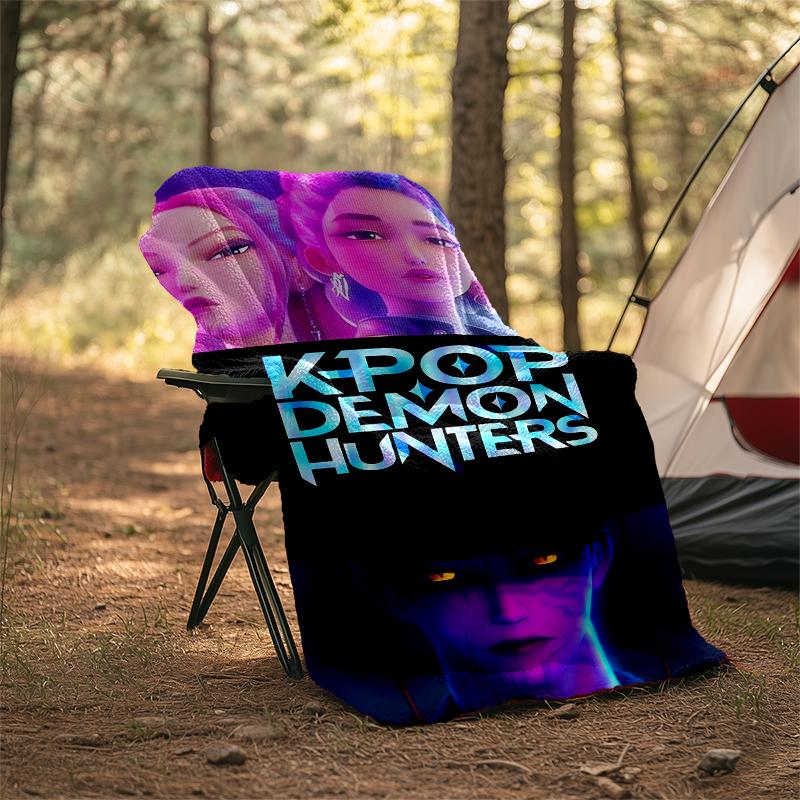 Coperta stampata a tema Cacciatori di Demoni KPop - Perfetta per divano, letto, viaggi e uso all'aperto | Lavabile in lavatrice, accogliente e resistente.