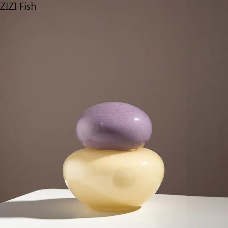 Simple Capped Vase Creative Glass Hydroponic Vase Decoration Home Desktop Decoration Dry Flower Vase Flower Arrangement Art