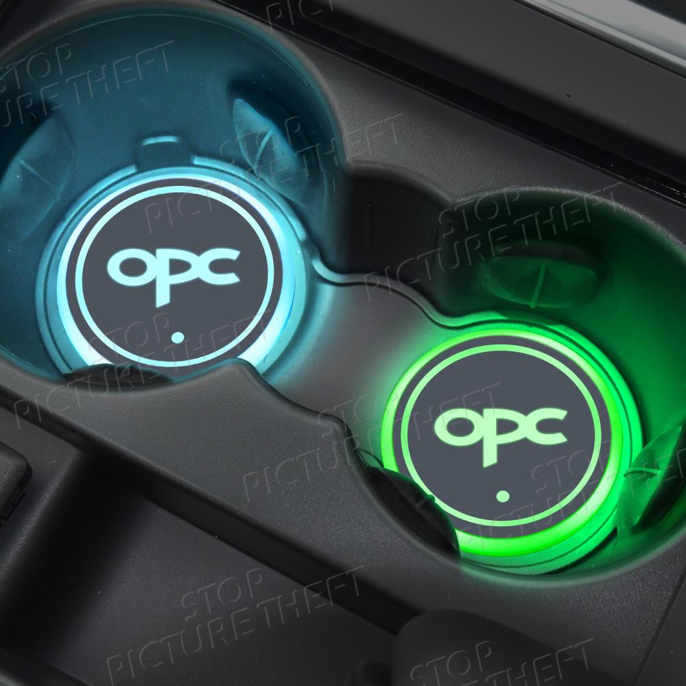 CIC1 For Opel Vauxhall OPC Line Logo Antara Astra Corsa Meriva GSI Emblem Led Car Water Cup Mat Drink Holder Auto Interior Decorative