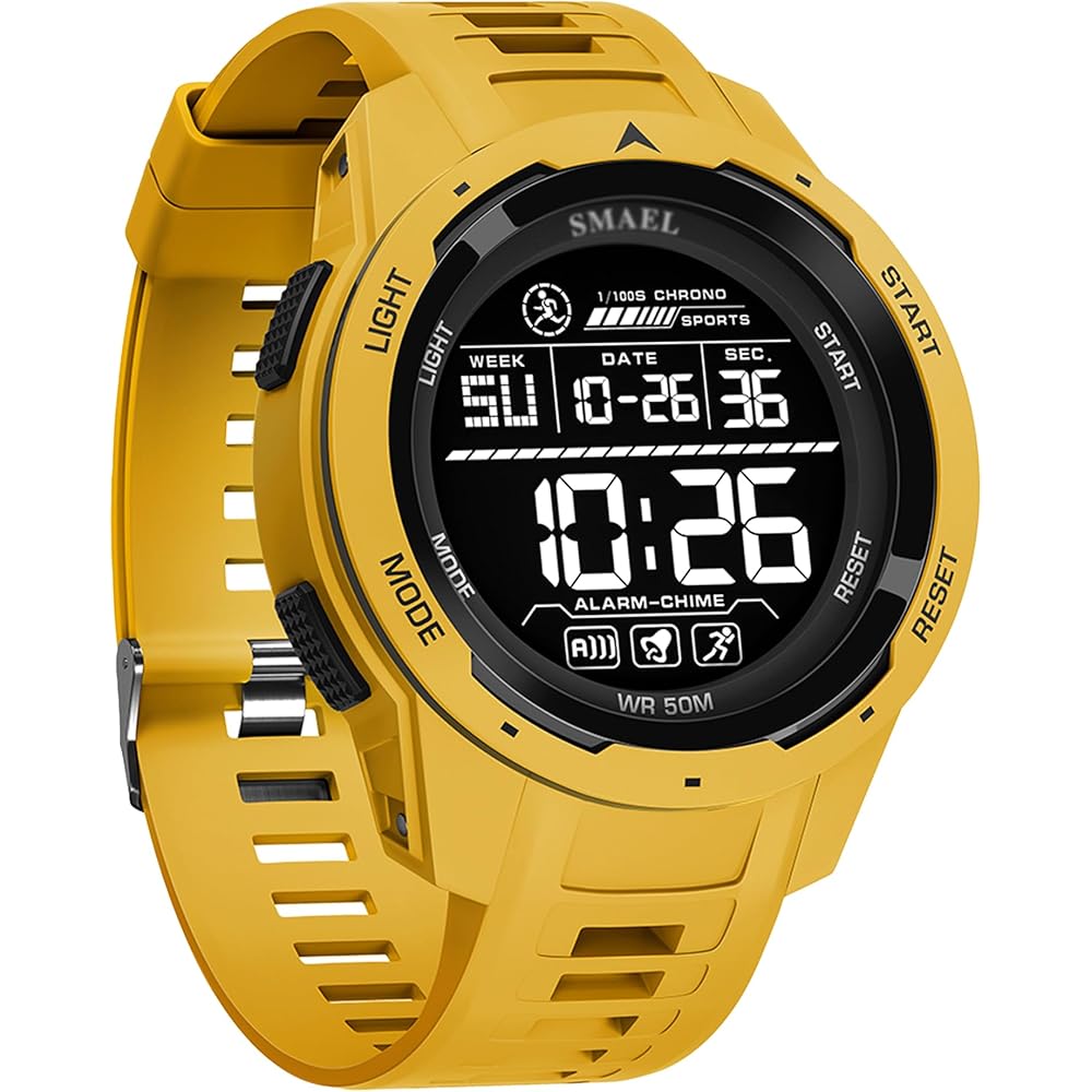 Maeau Men s Multifunctional Digital Sports Watch Waterproof Yellow Outdoor Climbing Electronic Timepiece