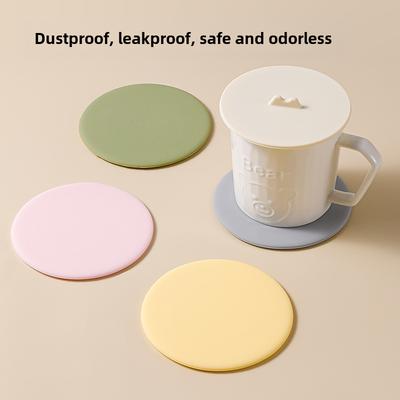 Silicone Tea Cup Coasters and Dustproof Cup Lids Modern Simple Style for Home Use