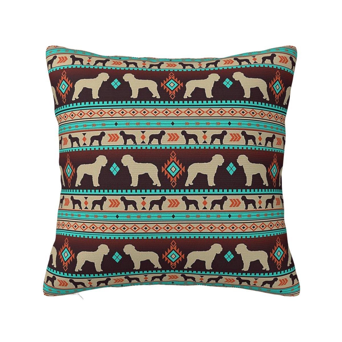 Boho Dogs Lagotto Romagnolo Sunset Square Pillowcase Pillow Cover Polyester Cushion Decor Comfort Throw Pillow for Home Sofa 30x30 cm 12x12 in