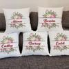 Personalised Rose Floral Name Print Cushion Pillow Cover Girls Bedroom Pillowcase Sofa Living Room Home Wedding Gift Pillow