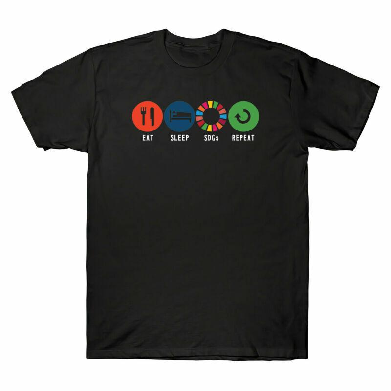 Repeat Sleep Gift Tshirt Cotton Goals Short Sleeve Eat 2030 Tee Unisexs Sdgs S
