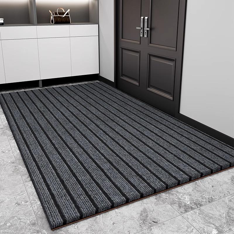 

Полосатый Противоскользящий Водонепроницаемый Дверной Коврик Прочный Пылезащитный Наружный Входной Коврик Легко Чистится Можно Резать Дизайн Семь 40*60cm серый