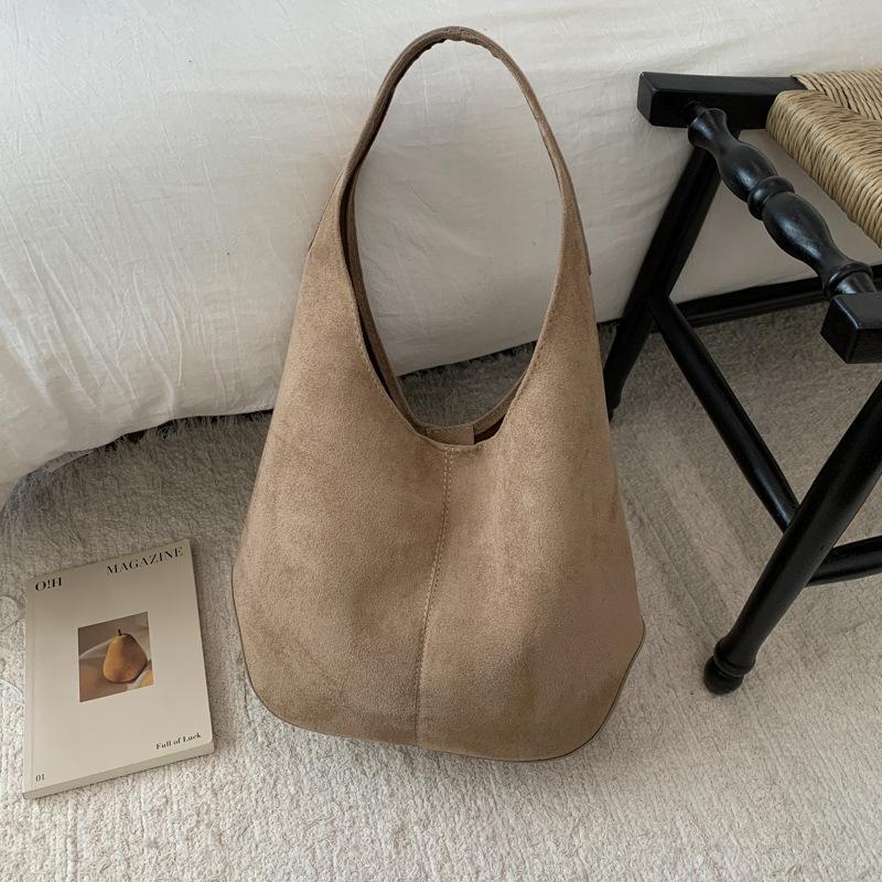 Lazy Wind Large-capacity Suede Bag New Simple Shoulder Underarm Bag Retro Commuter Portable Tote Bag