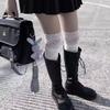Lace Patchwork Knee-high Thigh-high Socks for Women in Autumn and Winter, Vertical Stripes for Slimming, Pure and Elegant Thigh Socks, Sweet Socks