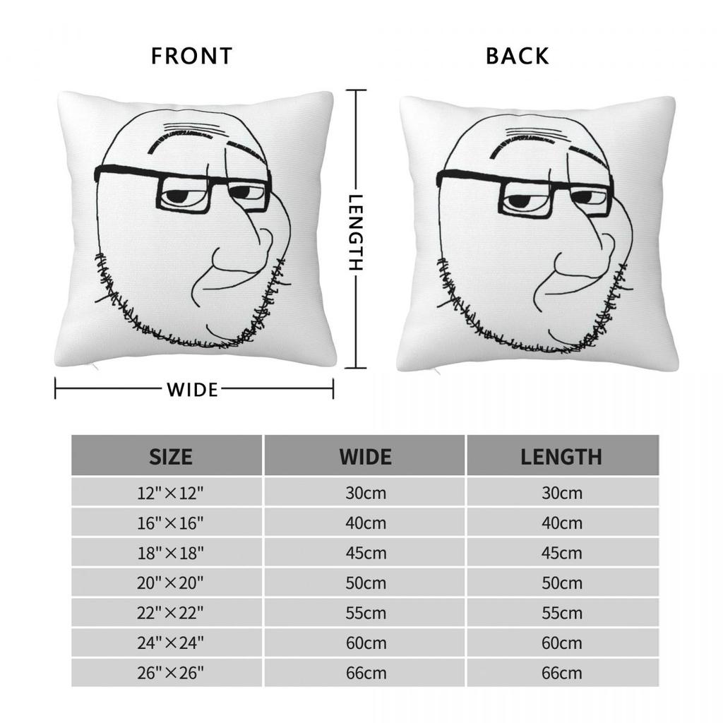 Smug Soyjak Meme Pillowcase Polyester Cushion Cover Decor Smiling Wojak Pillow Case Cover Living Room 40X40Cm