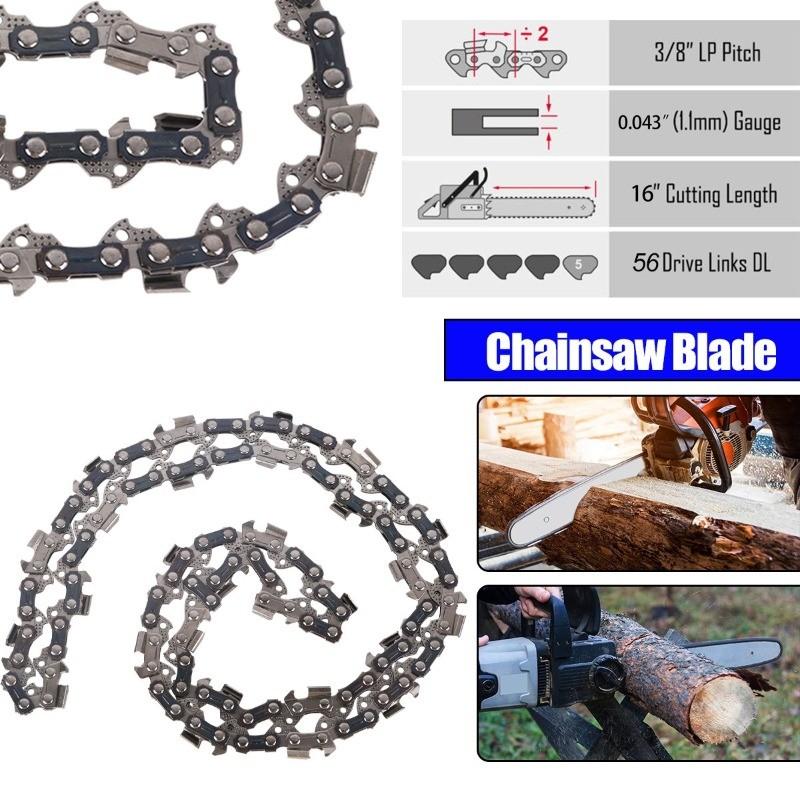 16 Inch Chainsaw Chain 3/8" LP Saw Chains 56 Drive Link Electric Saw Replacement Chainsaw Saw Chain 0.043" Chain gauge