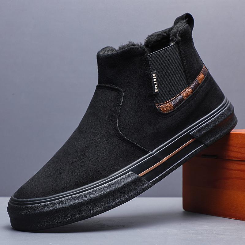 Winter New Shoes for Men Suede Leather Boots Warm Plush Inside High Tops Leather Casual Shoes Fashion Short Boots