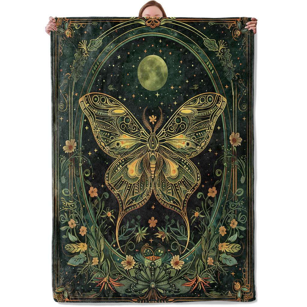 Cartoon Butterfly Pattern Throw Flannel Blanket Chic Super Soft Warm Plush Blanket for Bedroom Couch Sofa Decoration