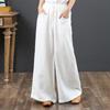 Women's High-Waisted Cotton & Linen Wide-Leg Pants - Plus Size, Loose, Casual Nine-Point Length