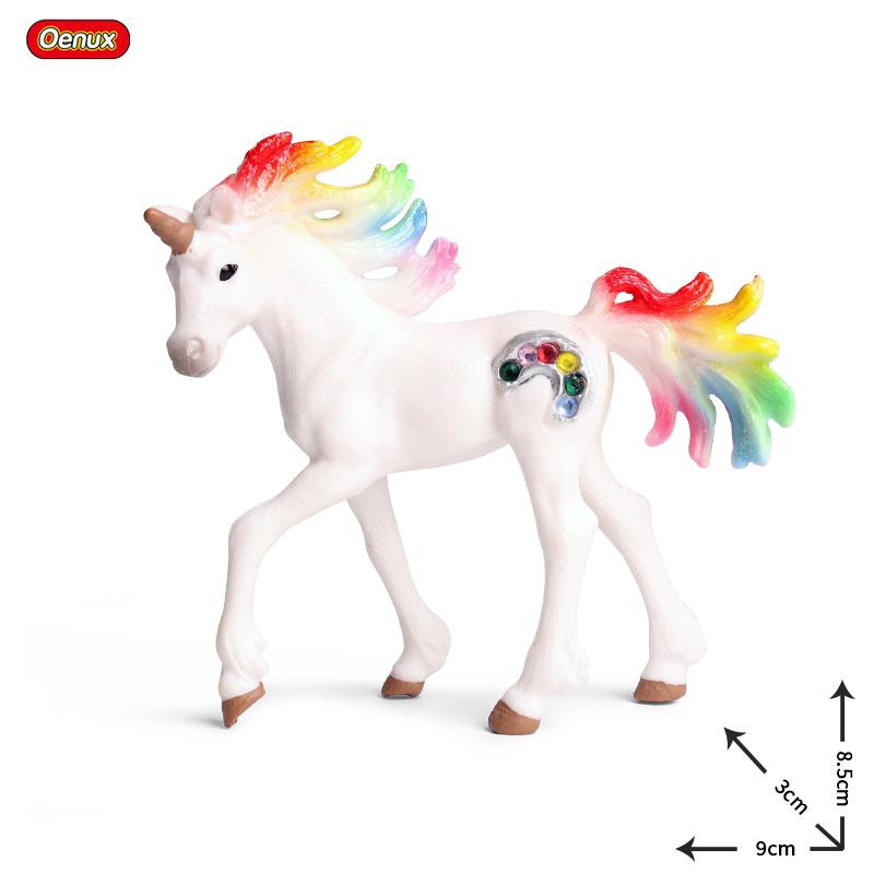 Oenux Original Genuine Fairy Tale Fly Horse Simulation Animal Mythical Elves Elf Pegasus Action Figures Model PVC Cute Kids Toy