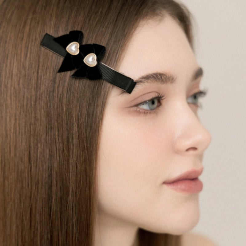 LILYKORI Double Ribbbon Pearl Hair Pin