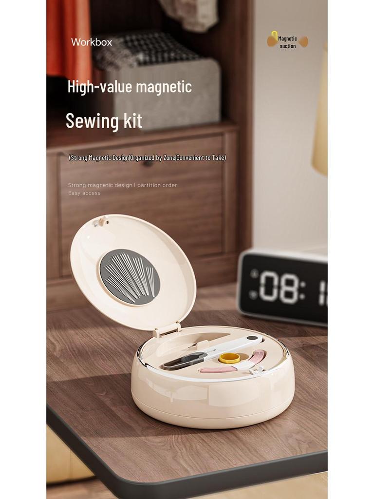 Portable Luxury Magnetic Sewing Kit: Household Needle & Thread Box for Repairs, Including Hand Sewing Tools, Perfect for Dorms and Travel.