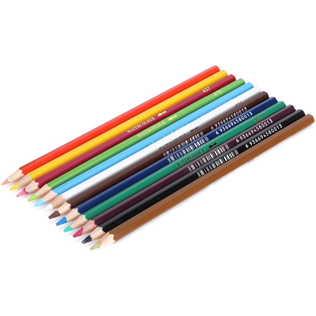 12Pcs Colored Pencil Multicolor Water Soluble Iron Bucket Packed Children S Painting Tools