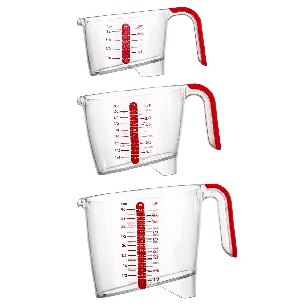 

3 Piece Liquid Measuring Cup Set Easy Read Measuring Cups Soft Grip Dishwasher Safe Nesting Design Teaspoon Tablespoon United States