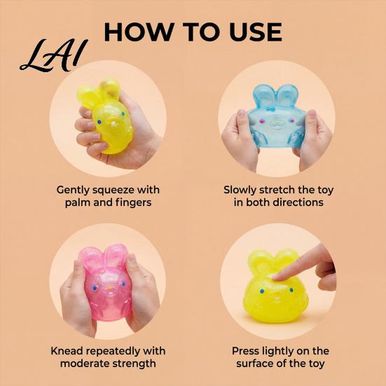 Decompression Toy for Adults Bunny Jelly Squeeze Toy Portable Soft TPR Stress Relief Travel-friendly Fidget Pressure Release Rebound Sensory
