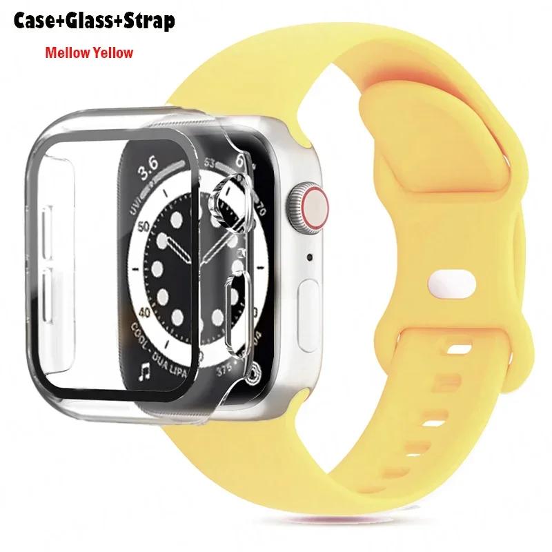 Glas+Gehäuse+Armband Für Uhrenarmband 44mm 41mm 45mm 40mm 38mm 42mm Silikonarmband iWatch Serie 9 8 3 4 5 6 SE 7 Armbänder