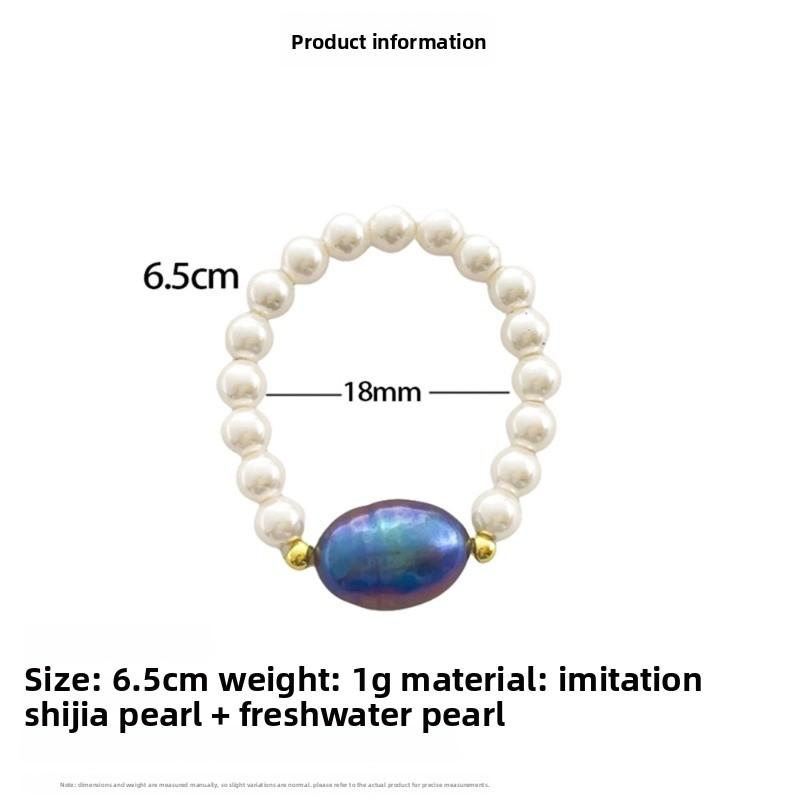 Meier French retro pearl beaded ring - stretchy knuckle ring - fashionable and exquisite glass jewelry