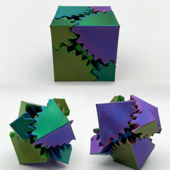 3D Printed Gear Cube Toy Stress Anxiety Relief Spin Cube Travel Portable Gear Square Block Sensory Fidget Toy Kids Teens Adults Gift