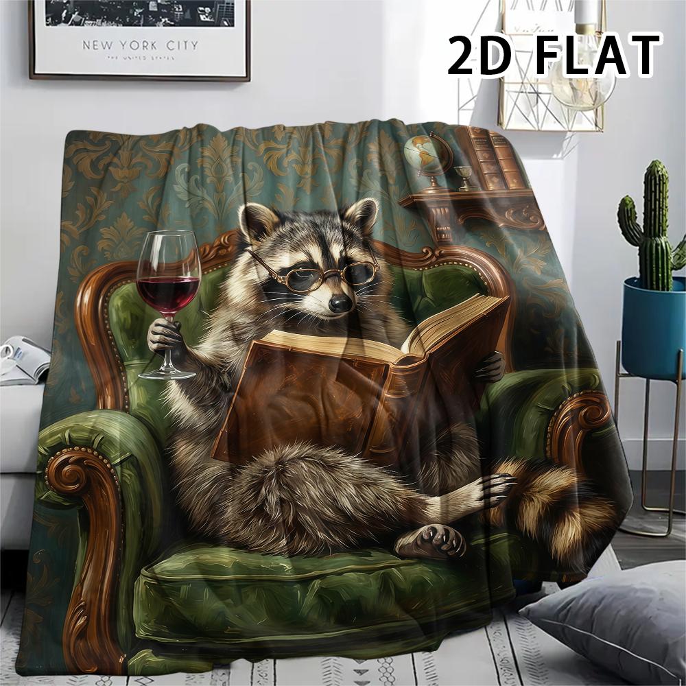 1 Pezzo Coperta in Flanella con Stampa di Procione, Alta Qualità, Confortevole per Tutte le Stagioni, Decorazione per la Casa, Calore e Comfort, Perfetta per Regali di Natale