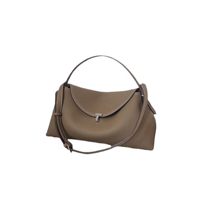 TOTEME Polštářová taška: Pravá kůže, Všestranná módní taška přes rameno, Lehký luxus, Dvouvrstvá dámská kabelka z hovězí kůže.