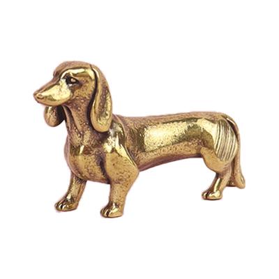 Retro Copper Dachshund Statue Vintage Brass Figurines Home Decote Desktop Ornament Cute Miniatures Antique Tea Pet Crafts Gifts