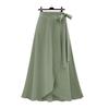 2026 Spring Plus Size Women's Sweet Bow Top & Skirt Set - Black & Green