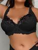 Plus Size Sexy Lace Hollow Out Bra for Women Ultra Thin Solid Color Breathable Bras