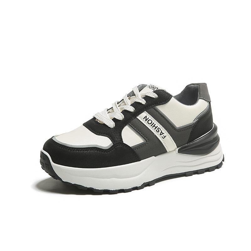 

2025 spring and autumn new waffle gump shoes platform Korean version of Internet celebrity casual sports shoes ins tide dad shoes 35 чёрный