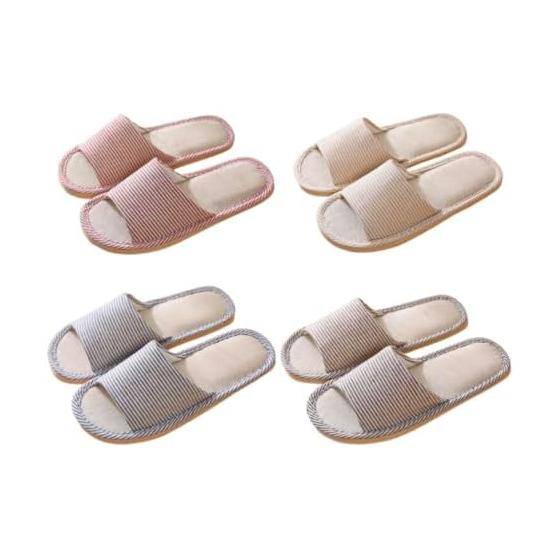 [Tropchou] Slippers for Guests, Indoor Room Shoes, Unisex, Open Front, Gentle Colors, Lightweight, Set of 4